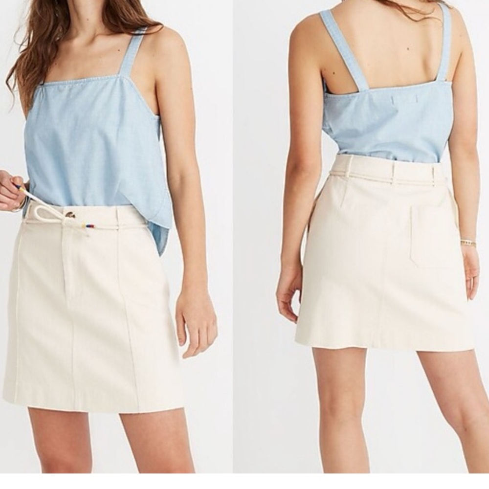 Madewell Capital A Line Cream Mini Skirt with Drawstring size 6